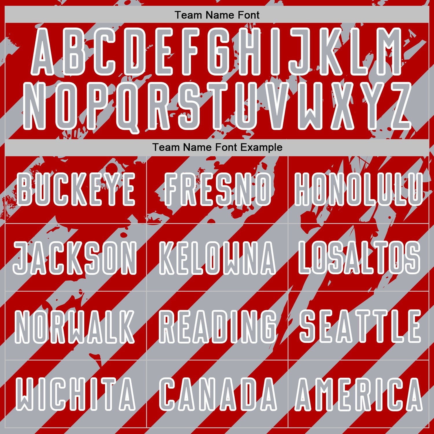 Custom Red Gray-White Distressed Diagonal Stripe Pattern Sports Sublimation Soccer Uniform Jersey view 5