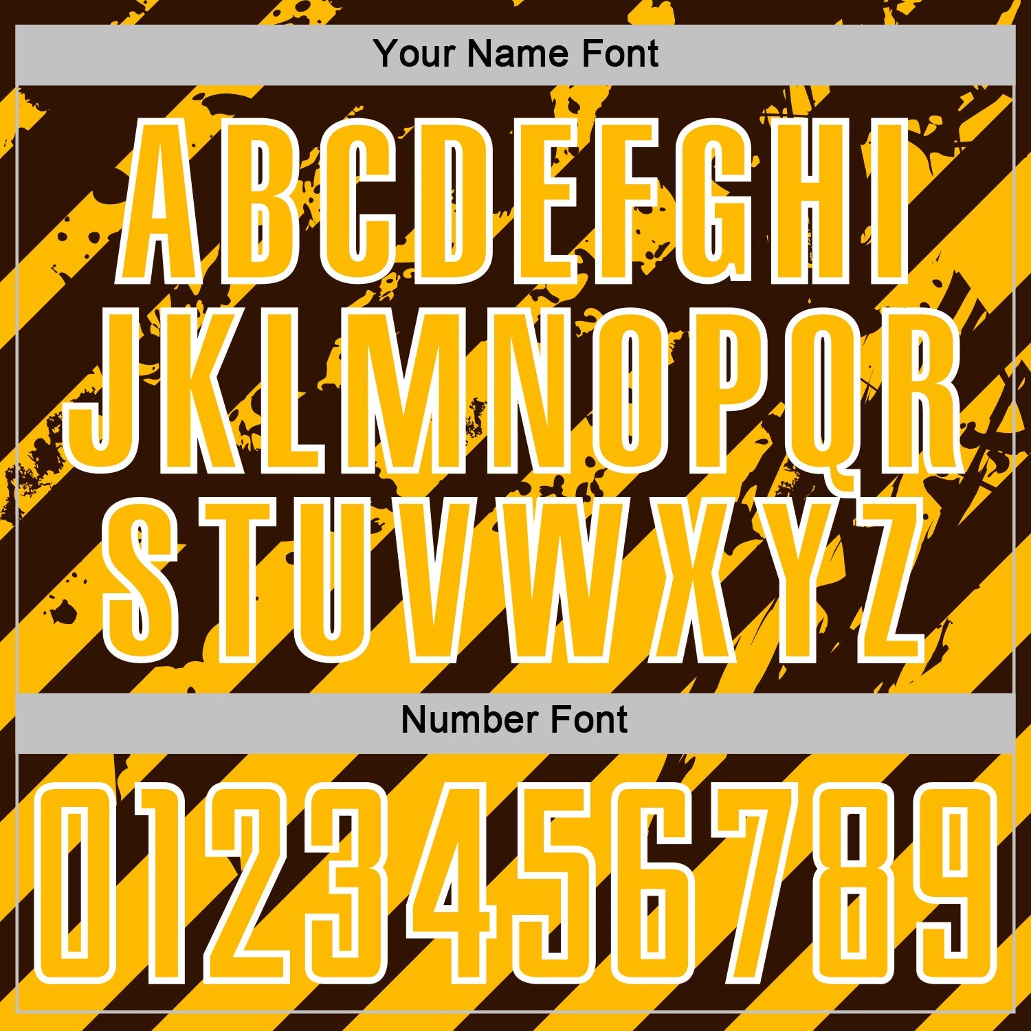Custom Brown Gold-White Distressed Diagonal Stripe Pattern Sports Sublimation Soccer Uniform Jersey view 6