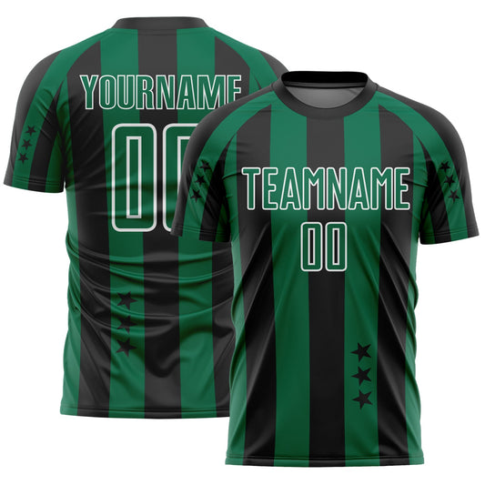 Custom Black Kelly Green-White Stars And Stripes Sports Sublimation Soccer Uniform Jersey - Main View
