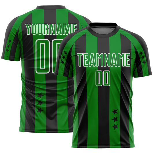 Custom Black Grass Green-White Stars And Stripes Sports Sublimation Soccer Uniform Jersey - Main View