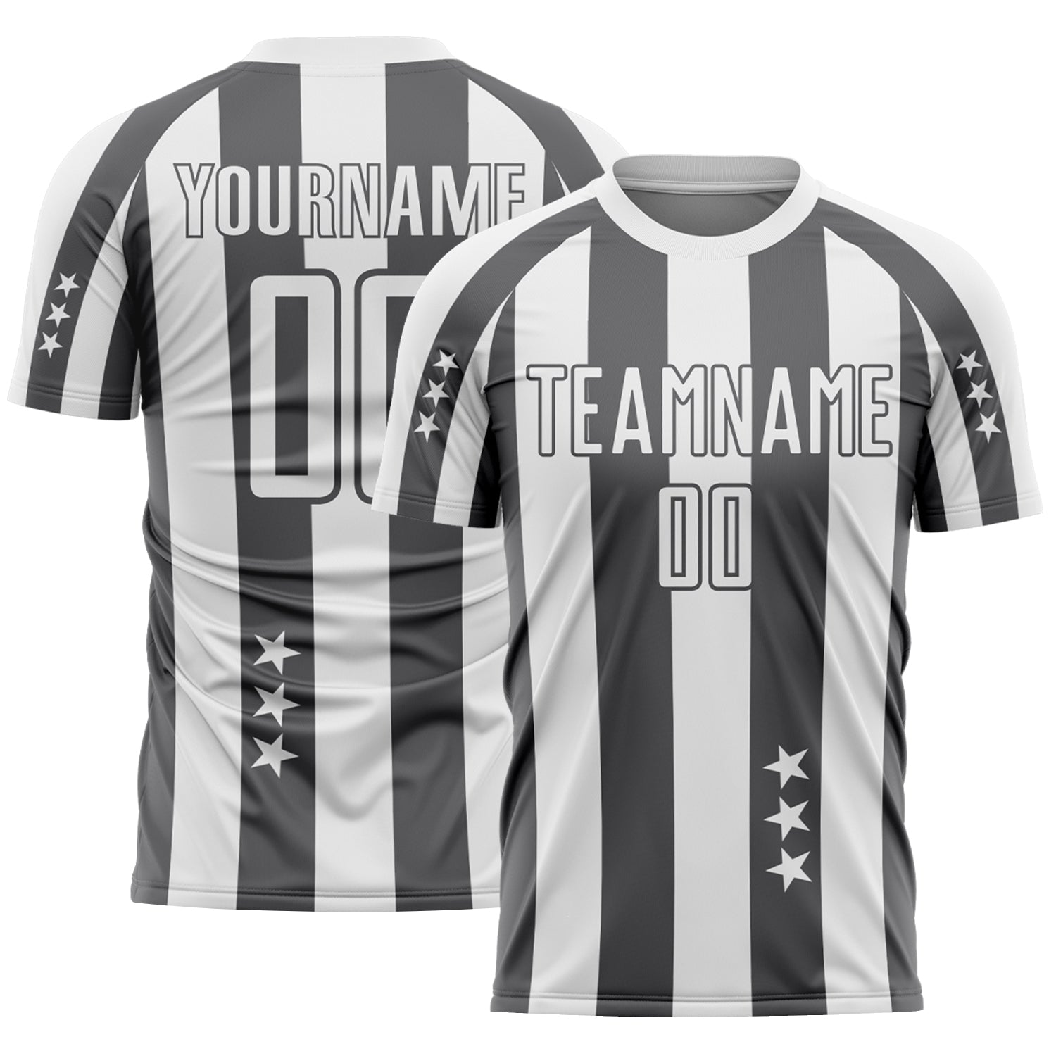 Custom White Steel Gray Stars And Stripes Sports Sublimation Soccer Uniform Jersey - Main View