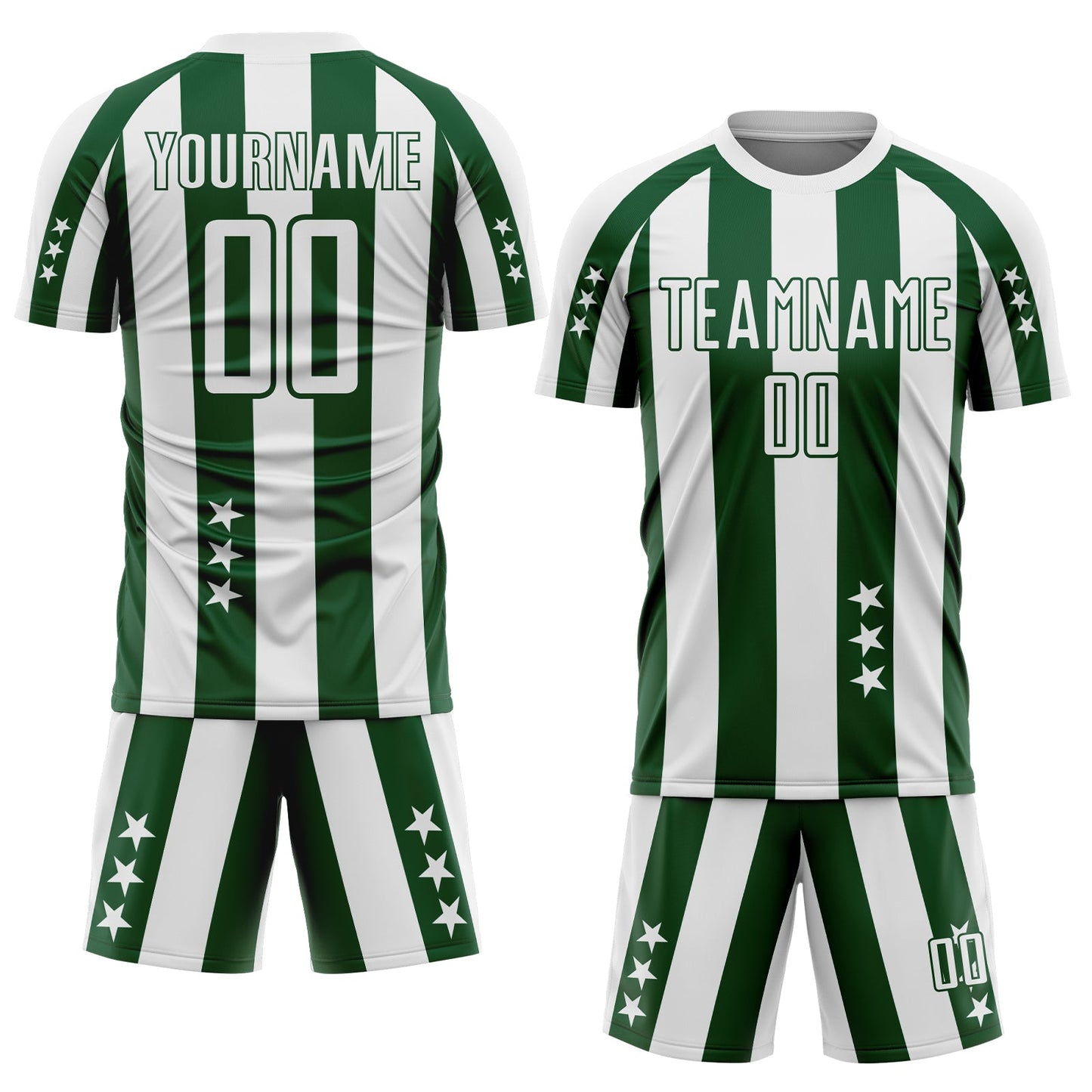 Custom White Green Stars And Stripes Sports Sublimation Soccer Uniform Jersey view 2