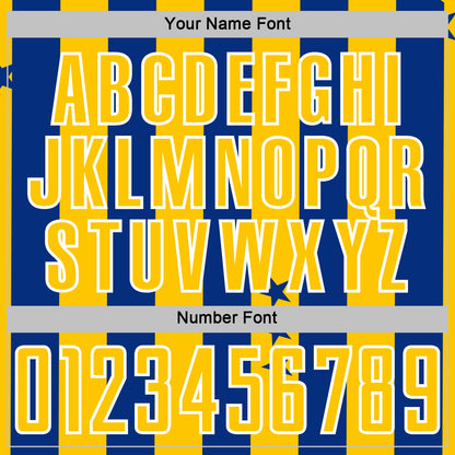 Custom Royal Yellow-White Stars And Stripes Sports Sublimation Soccer Uniform Jersey view 6
