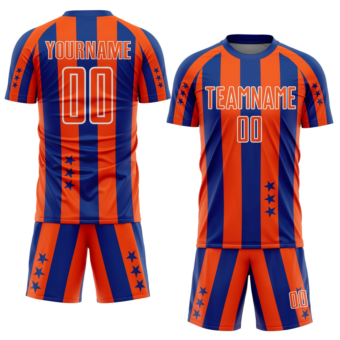 Custom Royal Orange-White Stars And Stripes Sports Sublimation Soccer Uniform Jersey view 2