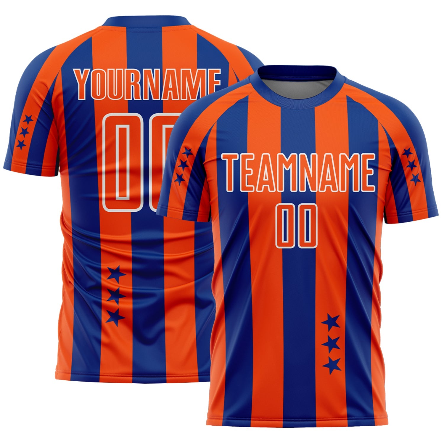 Custom Royal Orange-White Stars And Stripes Sports Sublimation Soccer Uniform Jersey - Main View