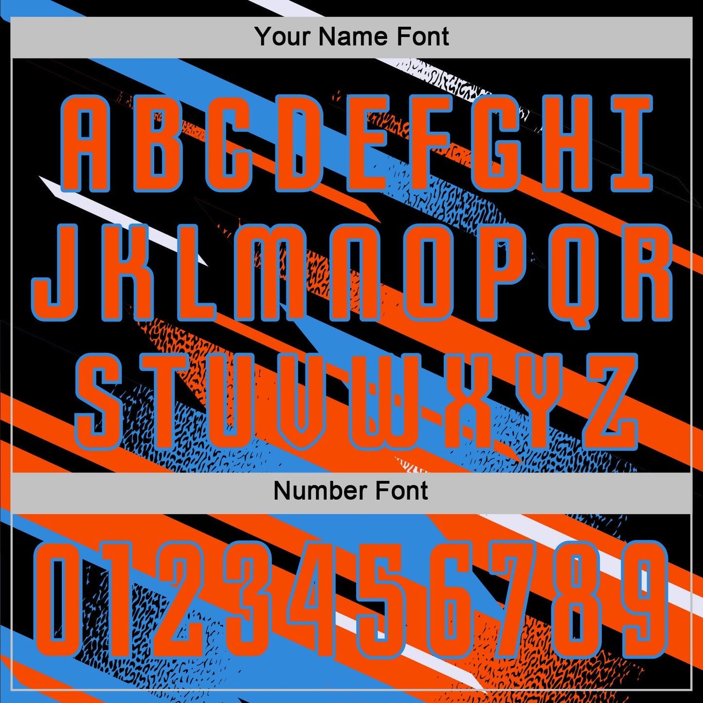 Custom Black Orange Powder Blue-White Grunge Stripe And Grainy Sports Sublimation Soccer Uniform Jersey view 6