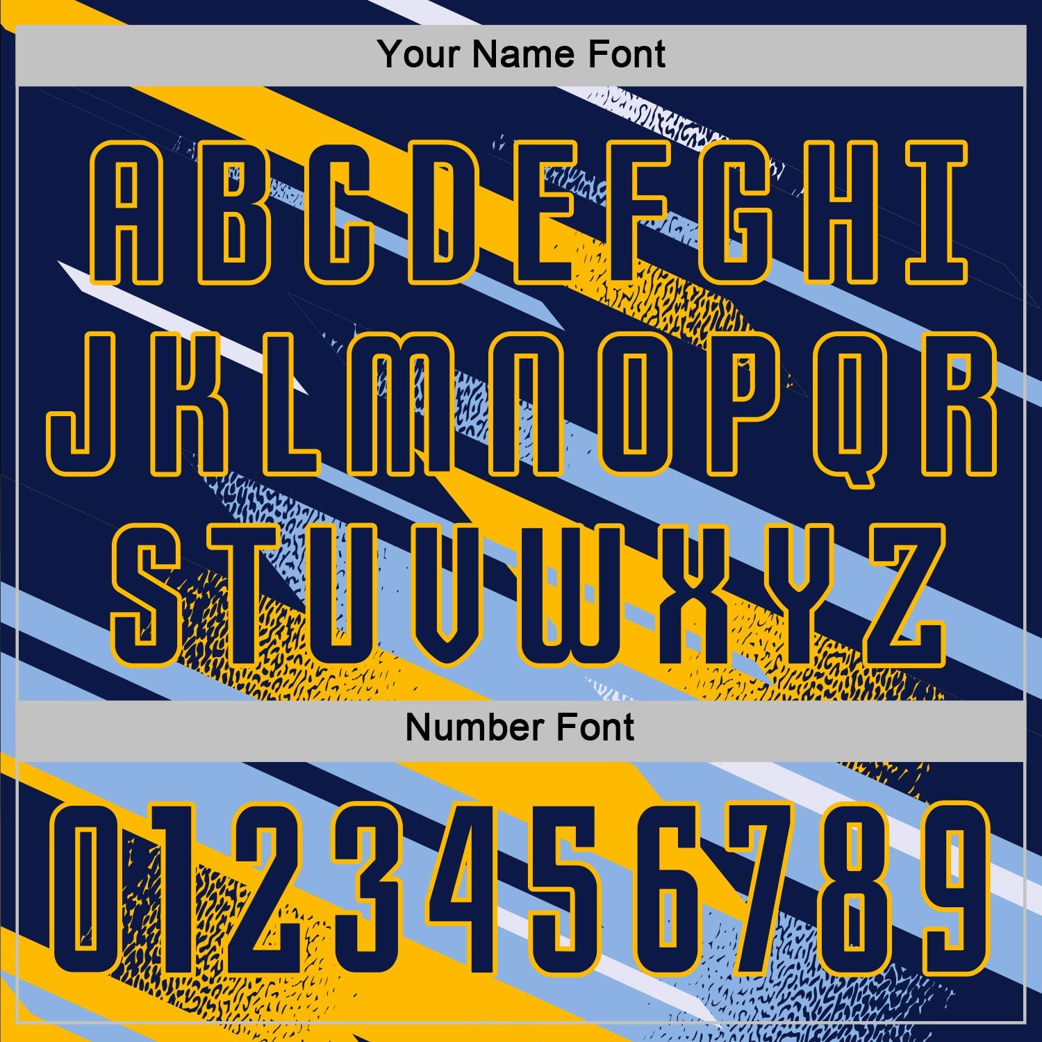 Custom Navy Light Blue Gold-White Grunge Stripe And Grainy Sports Sublimation Soccer Uniform Jersey view 6
