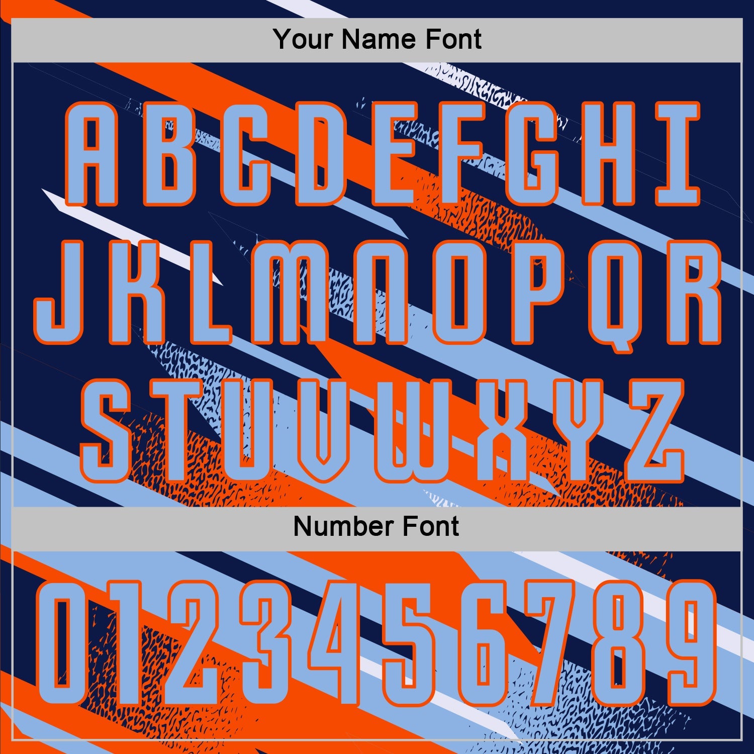 Custom Navy Light Blue Orange-White Grunge Stripe And Grainy Sports Sublimation Soccer Uniform Jersey view 6