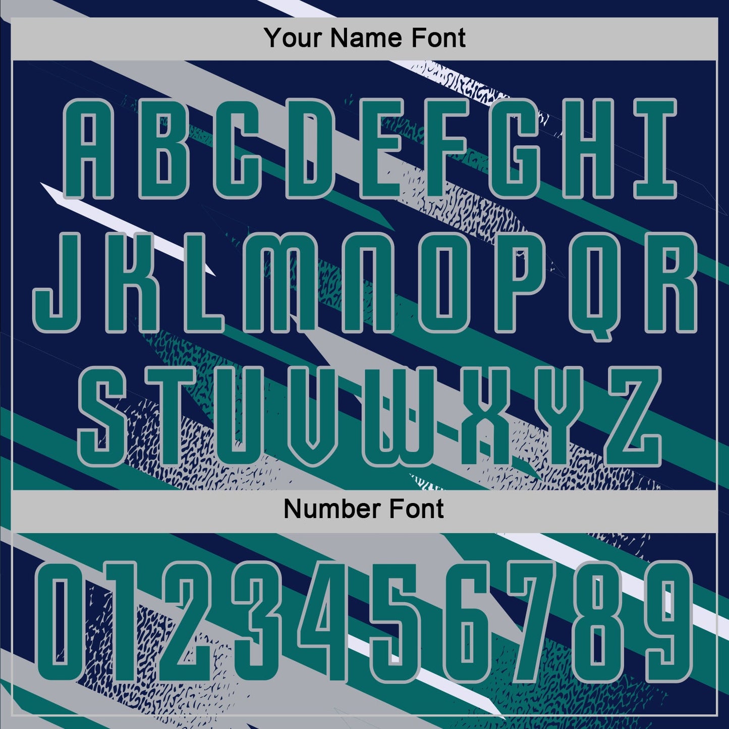 Custom Navy Teal Gray-White Grunge Stripe And Grainy Sports Sublimation Soccer Uniform Jersey view 6