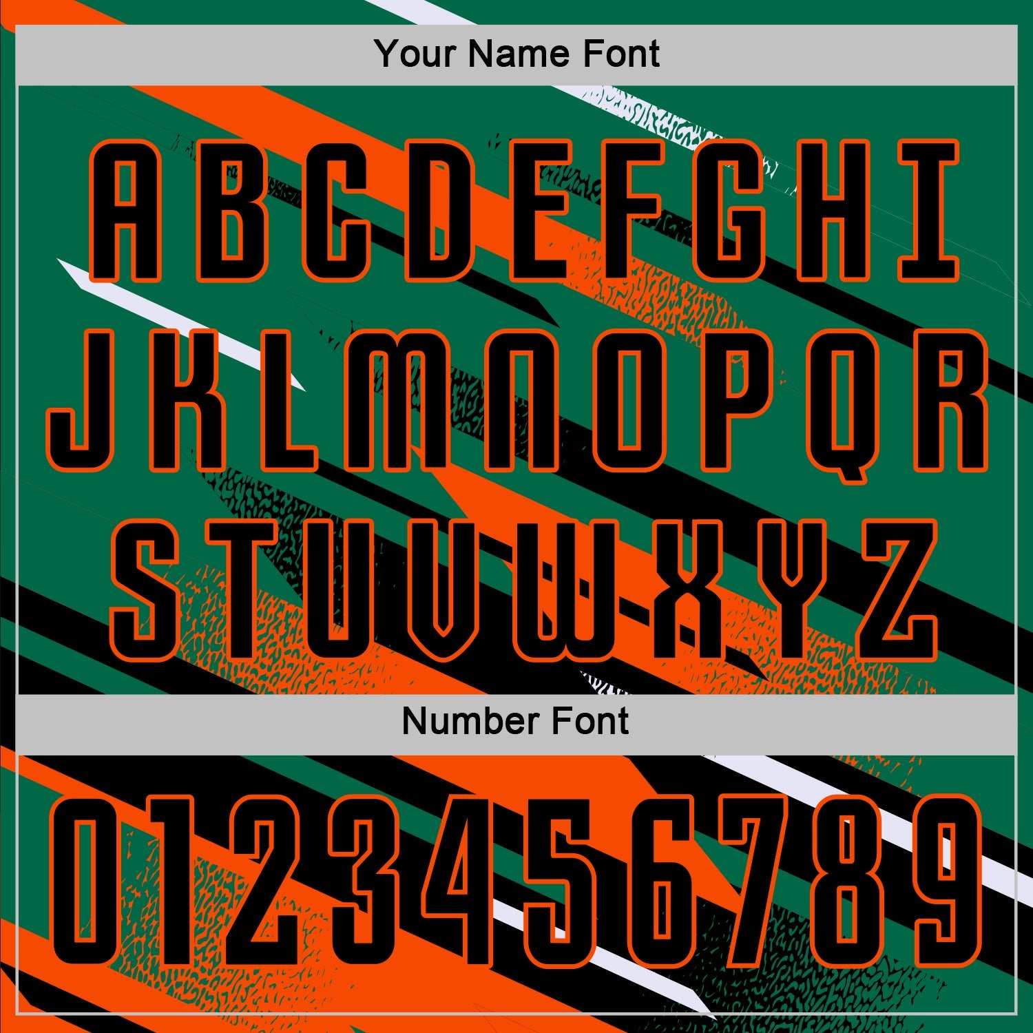Custom Kelly Green Black Orange-White Grunge Stripe And Grainy Sports Sublimation Soccer Uniform Jersey view 6