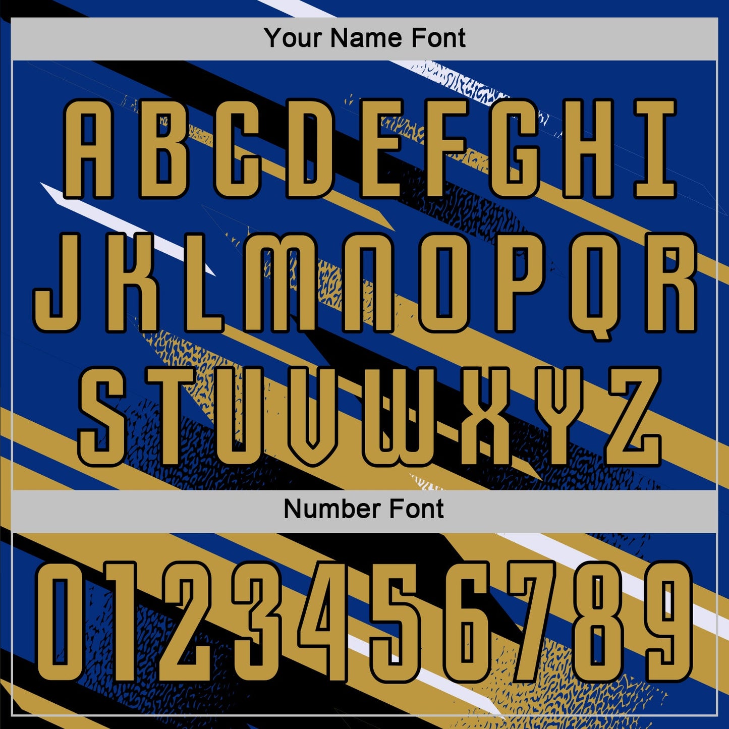 Custom Royal Old Gold Black-White Grunge Stripe And Grainy Sports Sublimation Soccer Uniform Jersey view 6