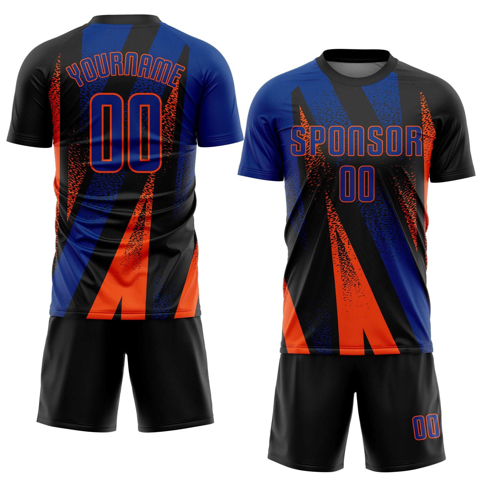 Custom Black Royal-Orange Radial Burst Sports Sublimation Soccer Uniform Jersey view 2