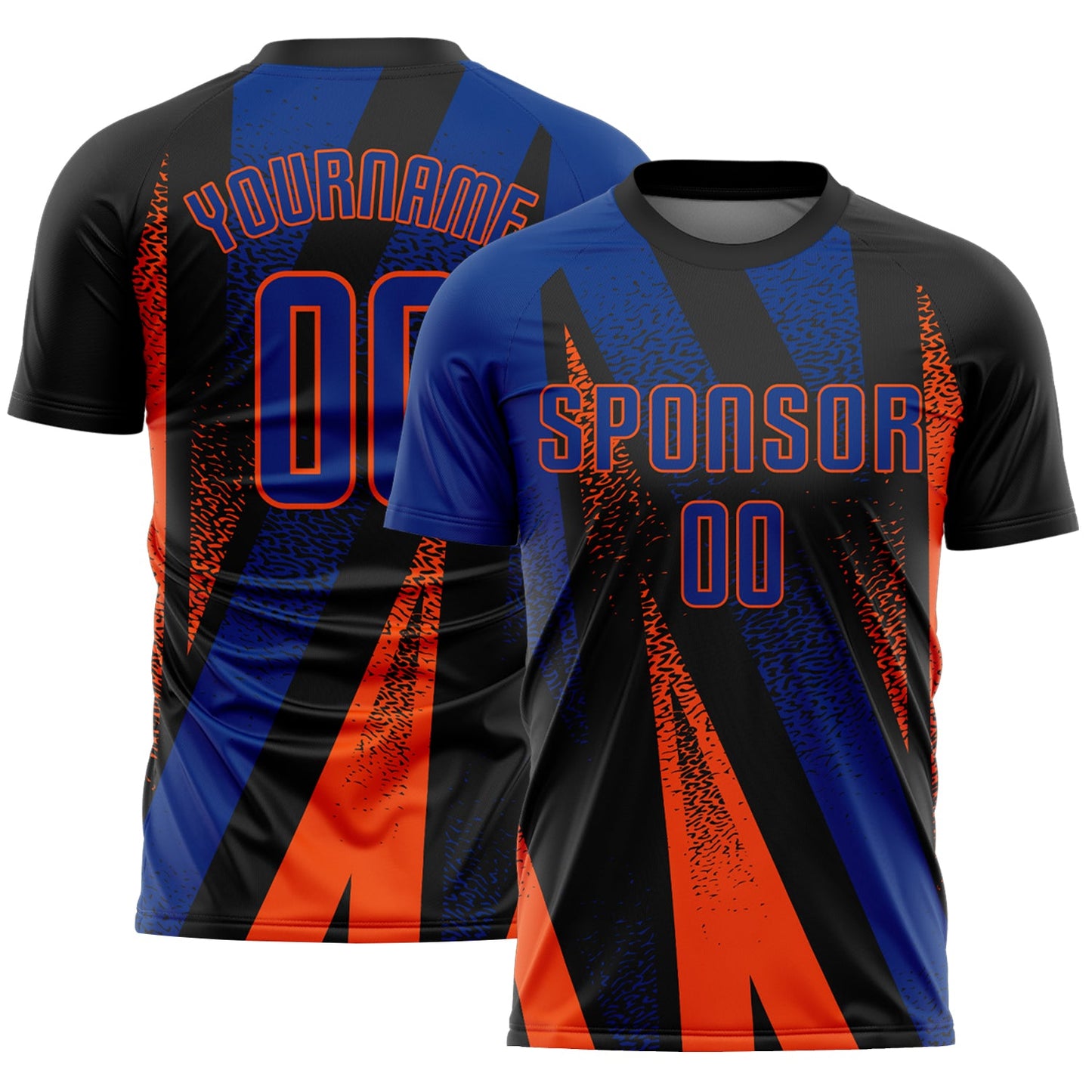 Custom Black Royal-Orange Radial Burst Sports Sublimation Soccer Uniform Jersey - Main View