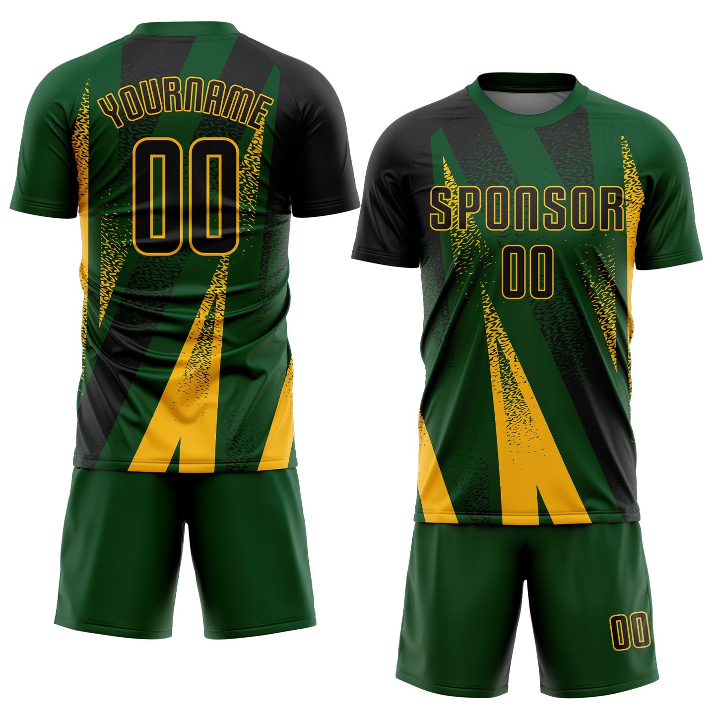 Custom Green Black-Gold Radial Burst Sports Sublimation Soccer Uniform Jersey view 2