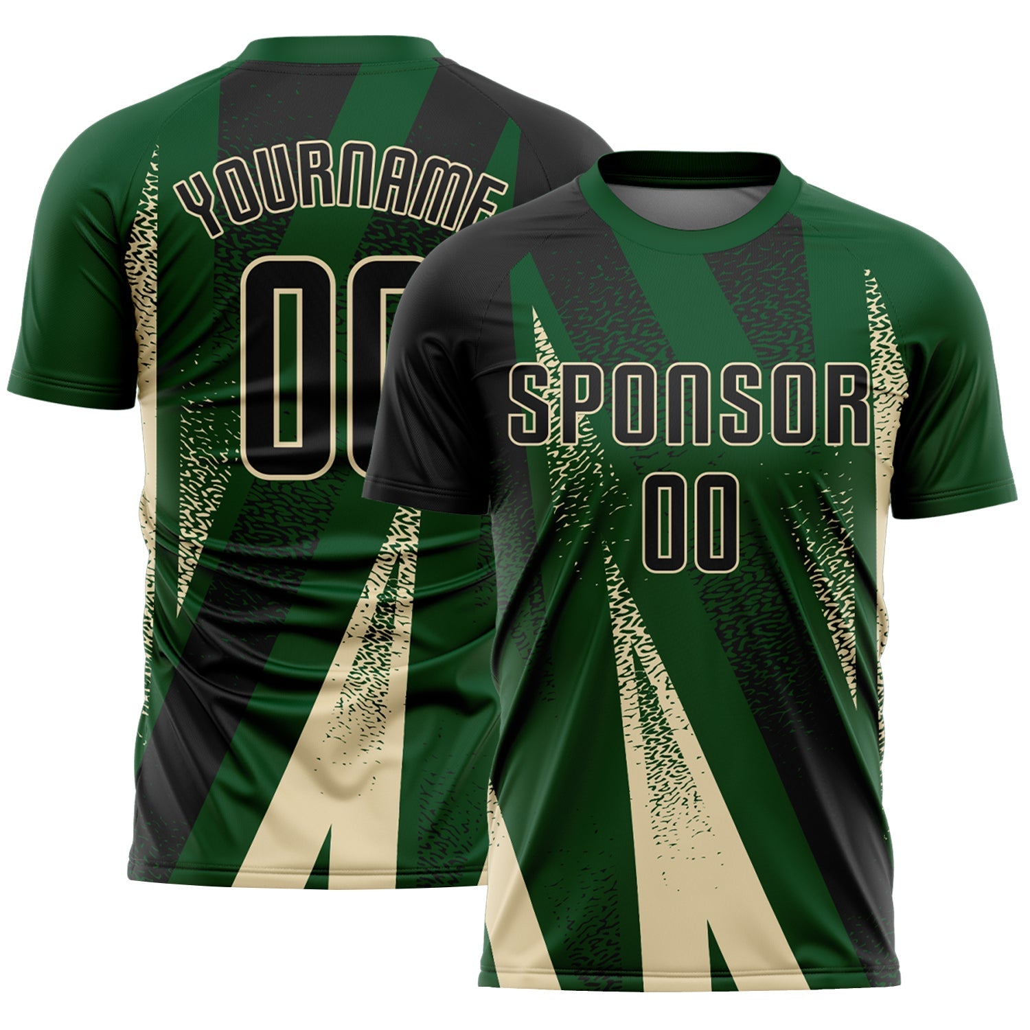 Custom Green Black-Cream Radial Burst Sports Sublimation Soccer Uniform Jersey - Main View