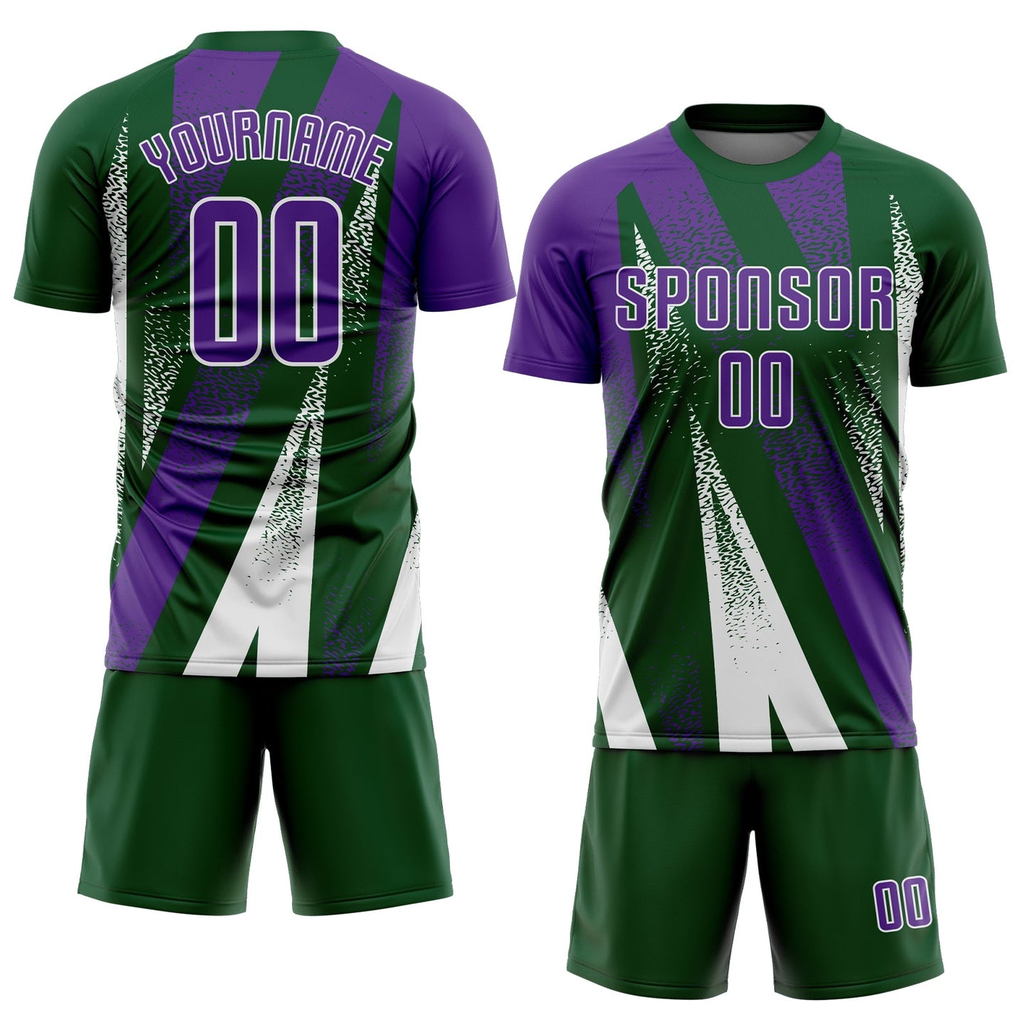 Custom Green Purple-White Radial Burst Sports Sublimation Soccer Uniform Jersey view 2