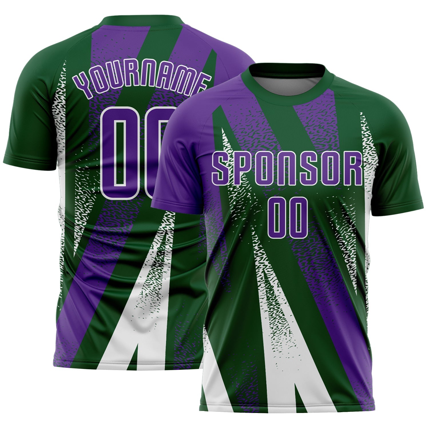 Custom Green Purple-White Radial Burst Sports Sublimation Soccer Uniform Jersey - Main View