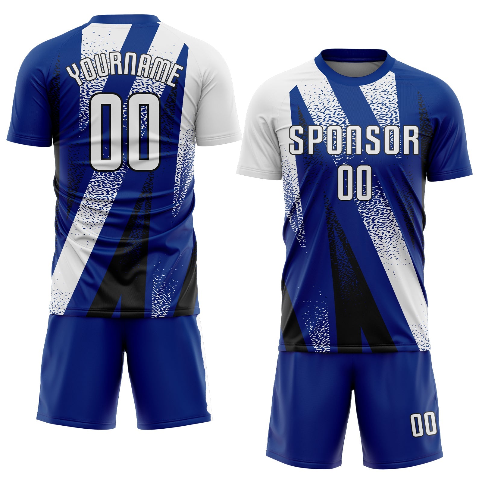 Custom Royal White-Black Radial Burst Sports Sublimation Soccer Uniform Jersey view 2