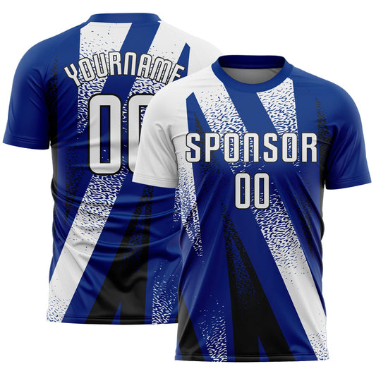 Custom Royal White-Black Radial Burst Sports Sublimation Soccer Uniform Jersey - Main View