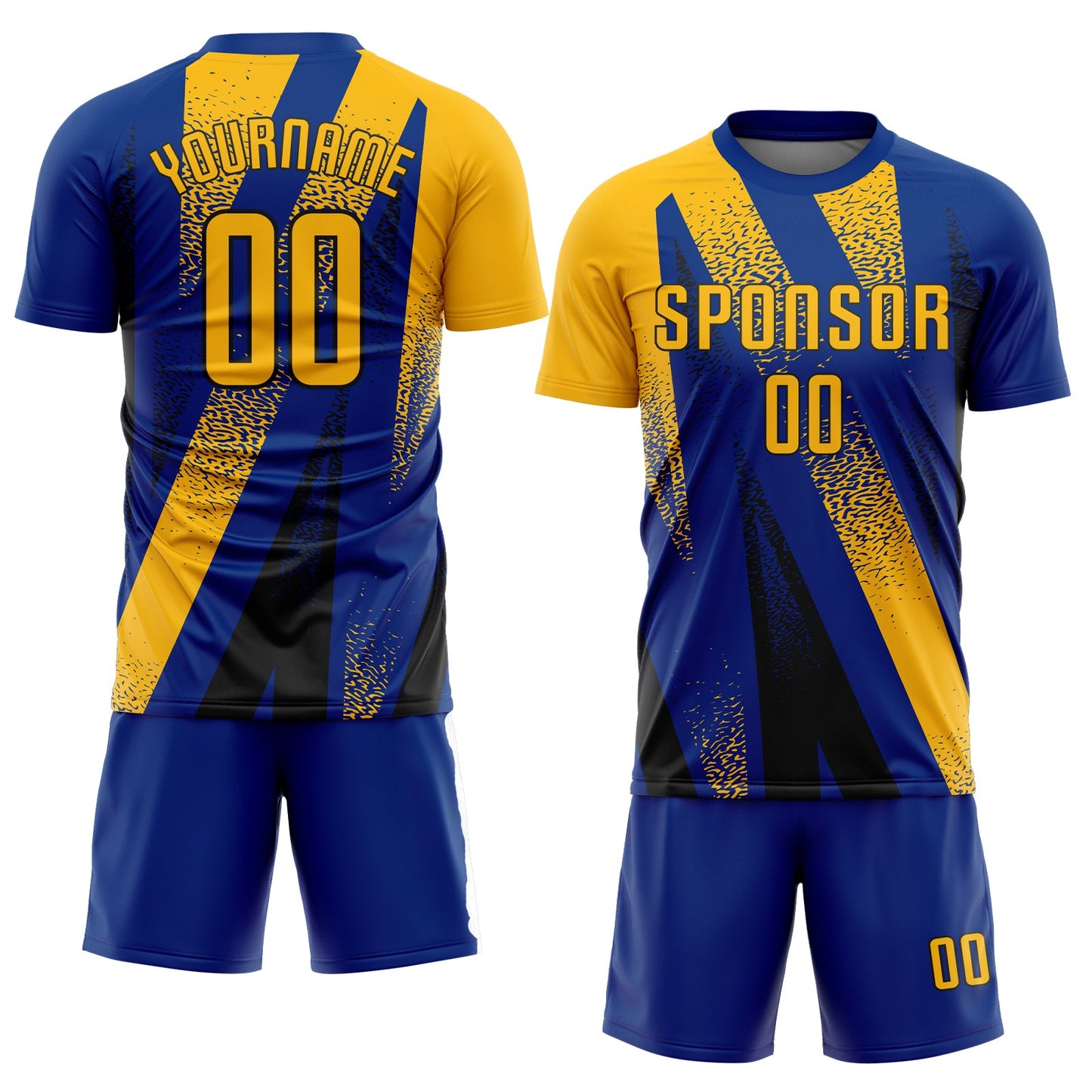 Custom Royal Gold-Black Radial Burst Sports Sublimation Soccer Uniform Jersey view 2