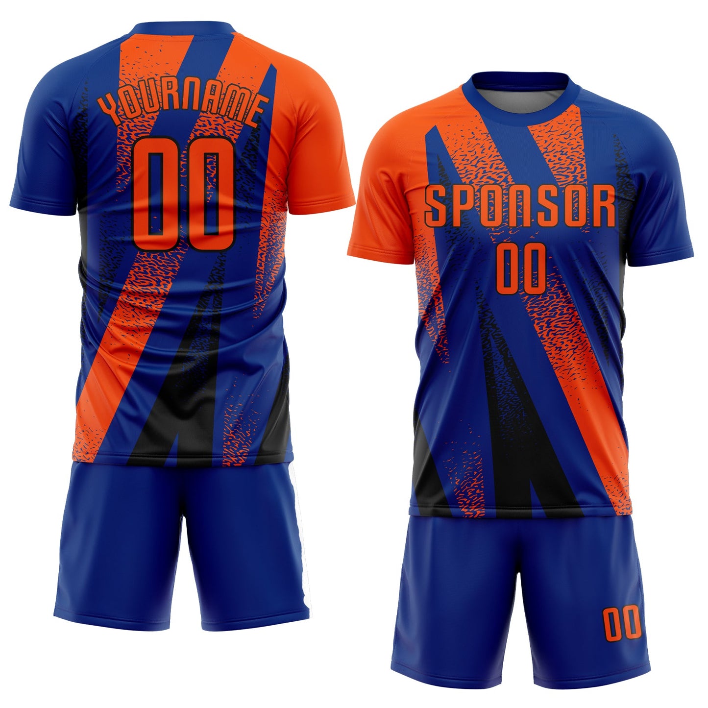 Custom Royal Orange-Black Radial Burst Sports Sublimation Soccer Uniform Jersey view 2