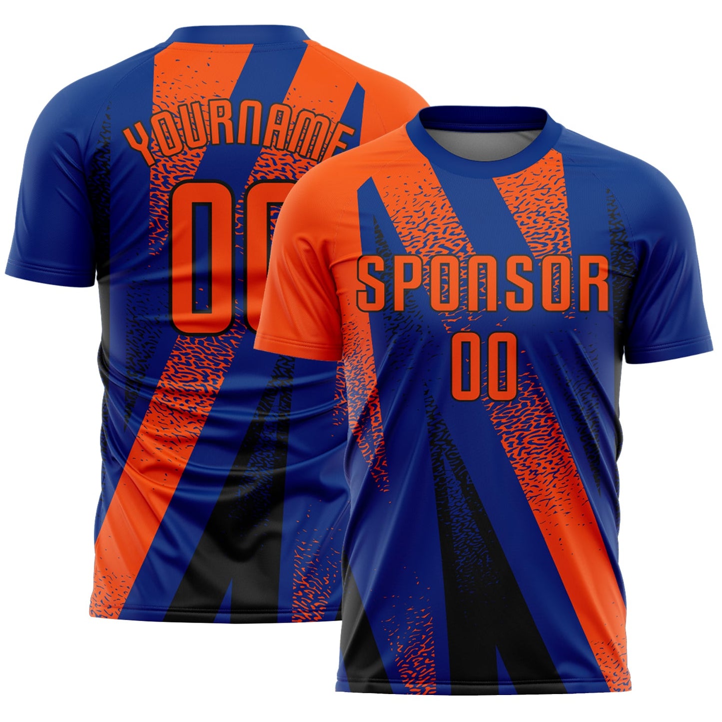 Custom Royal Orange-Black Radial Burst Sports Sublimation Soccer Uniform Jersey - Main View