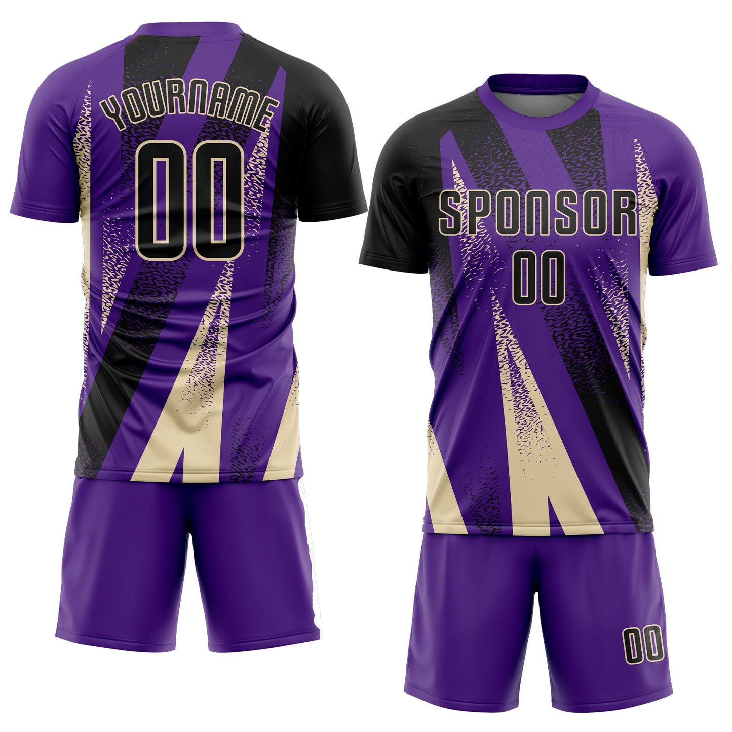 Custom Purple Black-Cream Radial Burst Sports Sublimation Soccer Uniform Jersey view 2