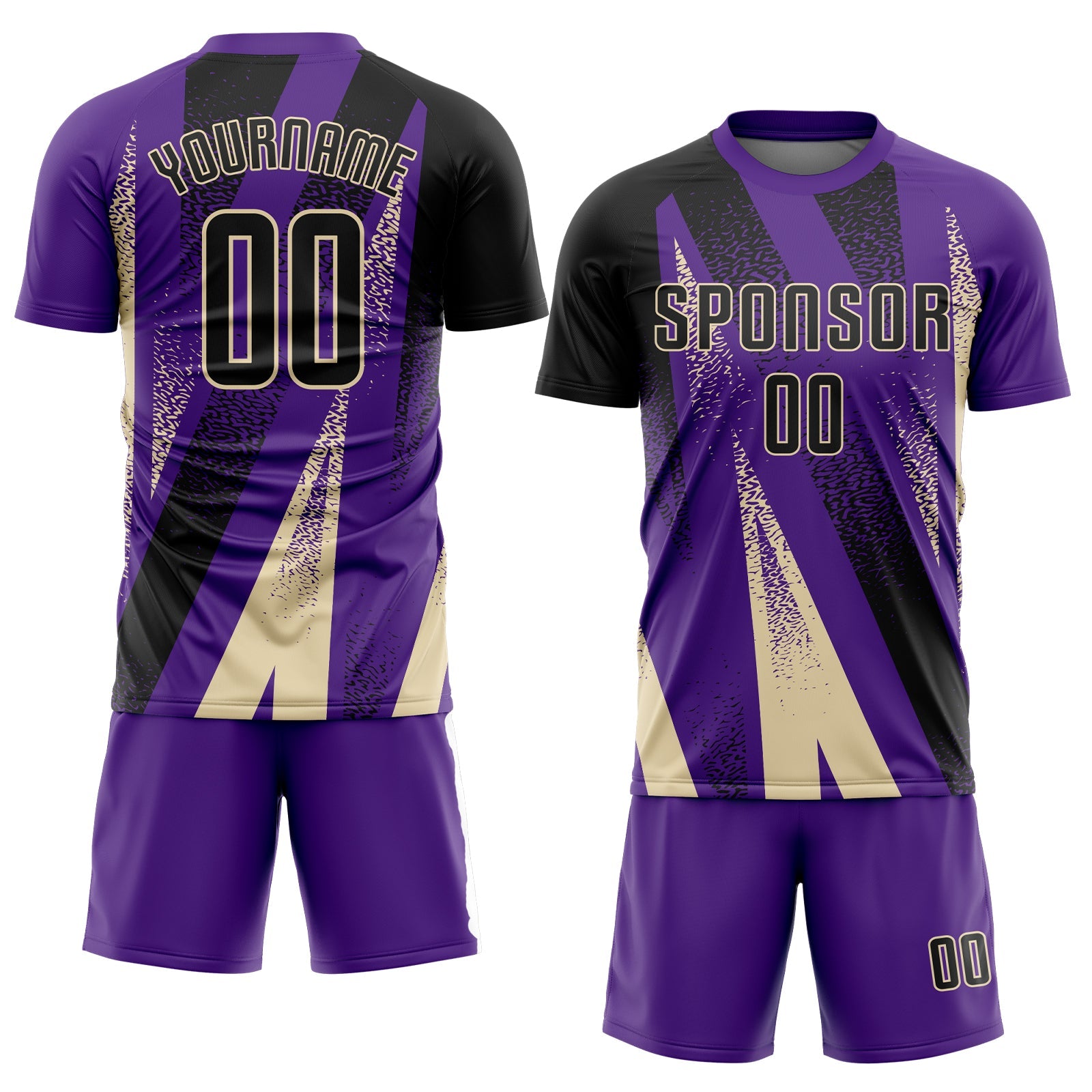 Custom Purple Black-Cream Radial Burst Sports Sublimation Soccer Uniform Jersey view 2