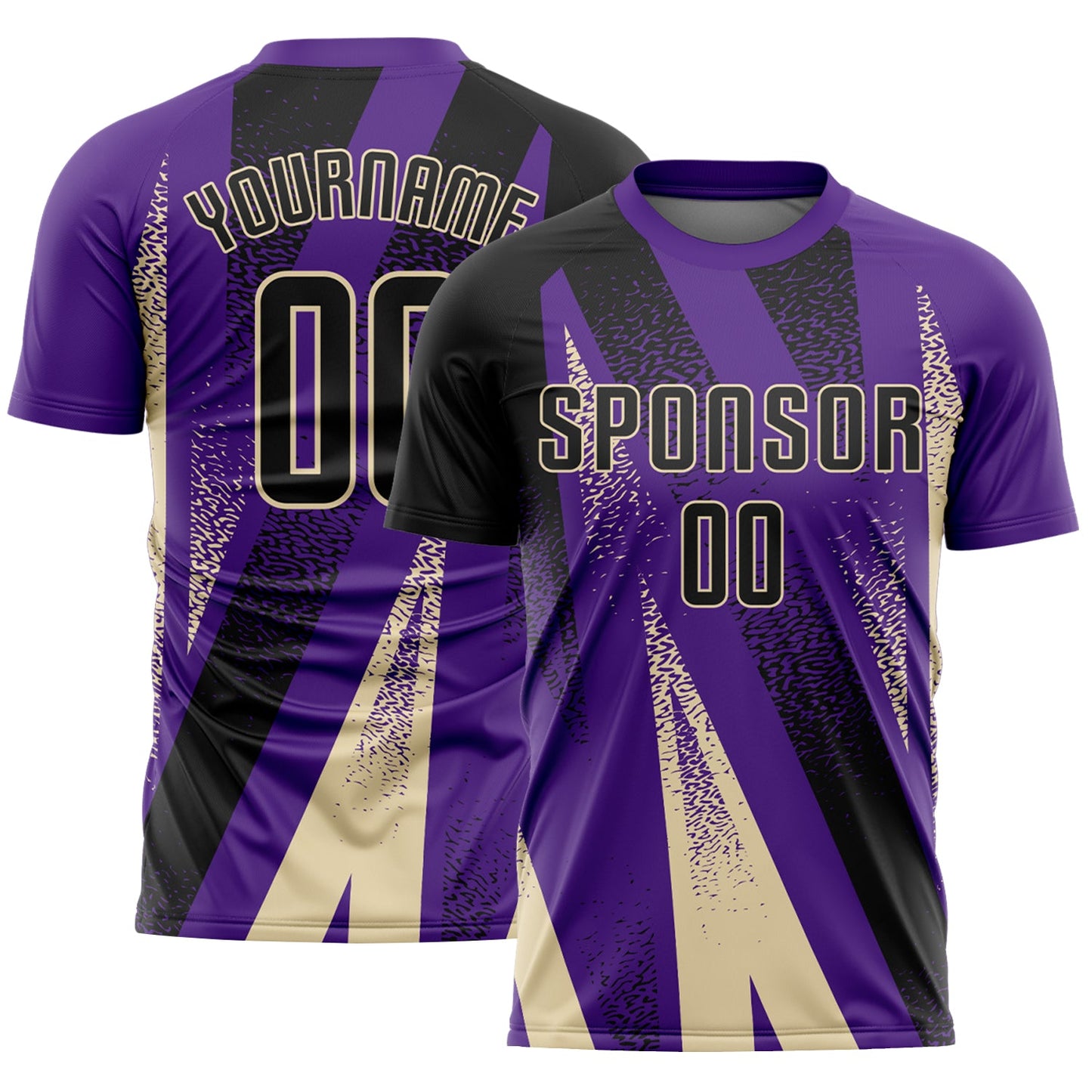 Custom Purple Black-Cream Radial Burst Sports Sublimation Soccer Uniform Jersey - Main View