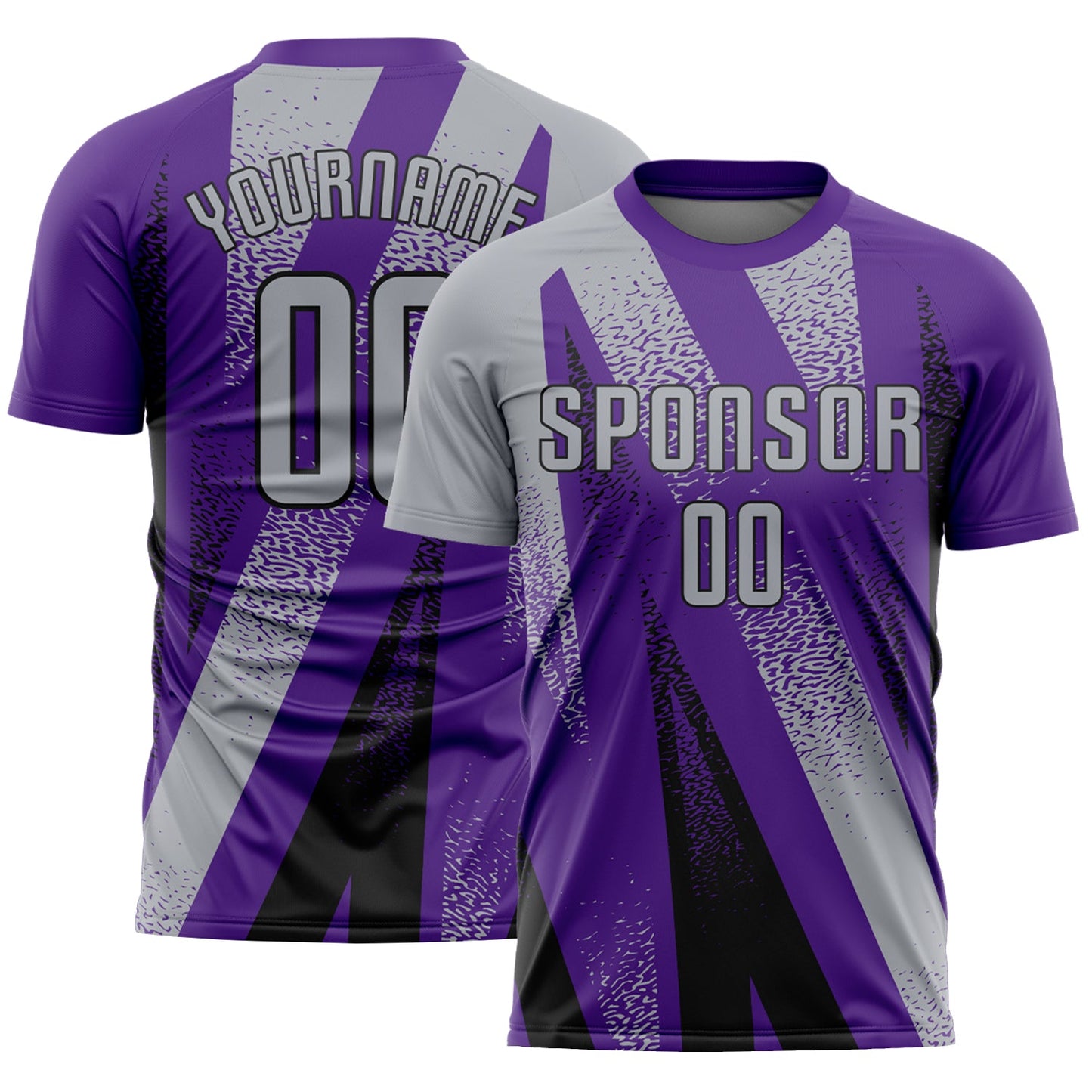 Custom Purple Black-Gray Radial Burst Sports Sublimation Soccer Uniform Jersey - Main View