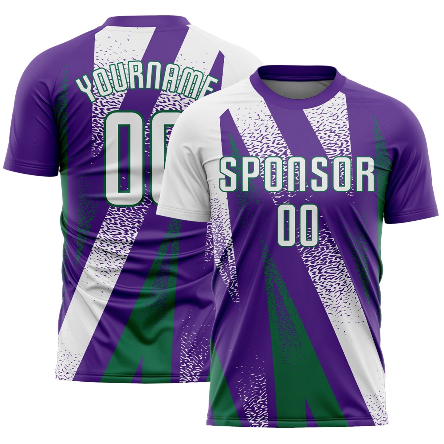 Custom Purple White-Kelly Green Radial Burst Sports Sublimation Soccer Uniform Jersey - Main View