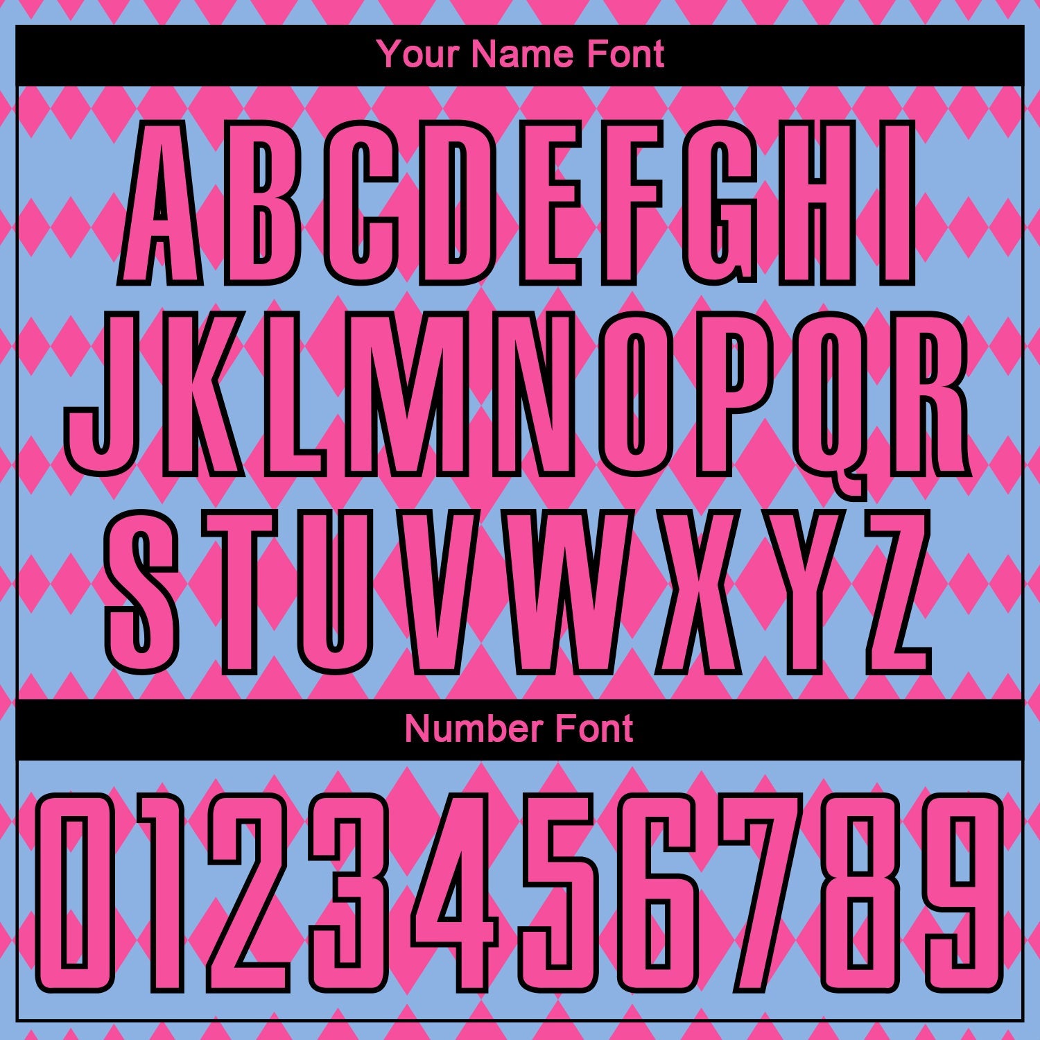 Custom Light Blue Pink-Black Diamond Harlequin Check Sports Sublimation Soccer Uniform Jersey view 6