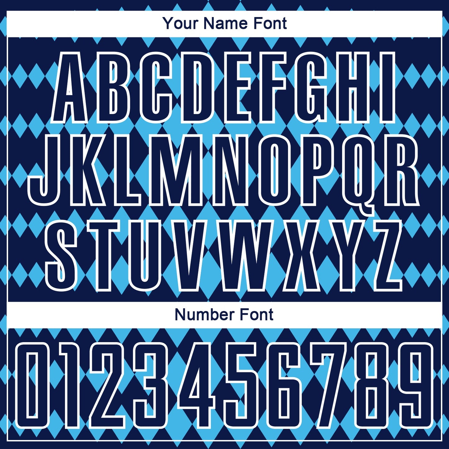 Custom Navy Sky Blue-White Diamond Harlequin Check Sports Sublimation Soccer Uniform Jersey view 6