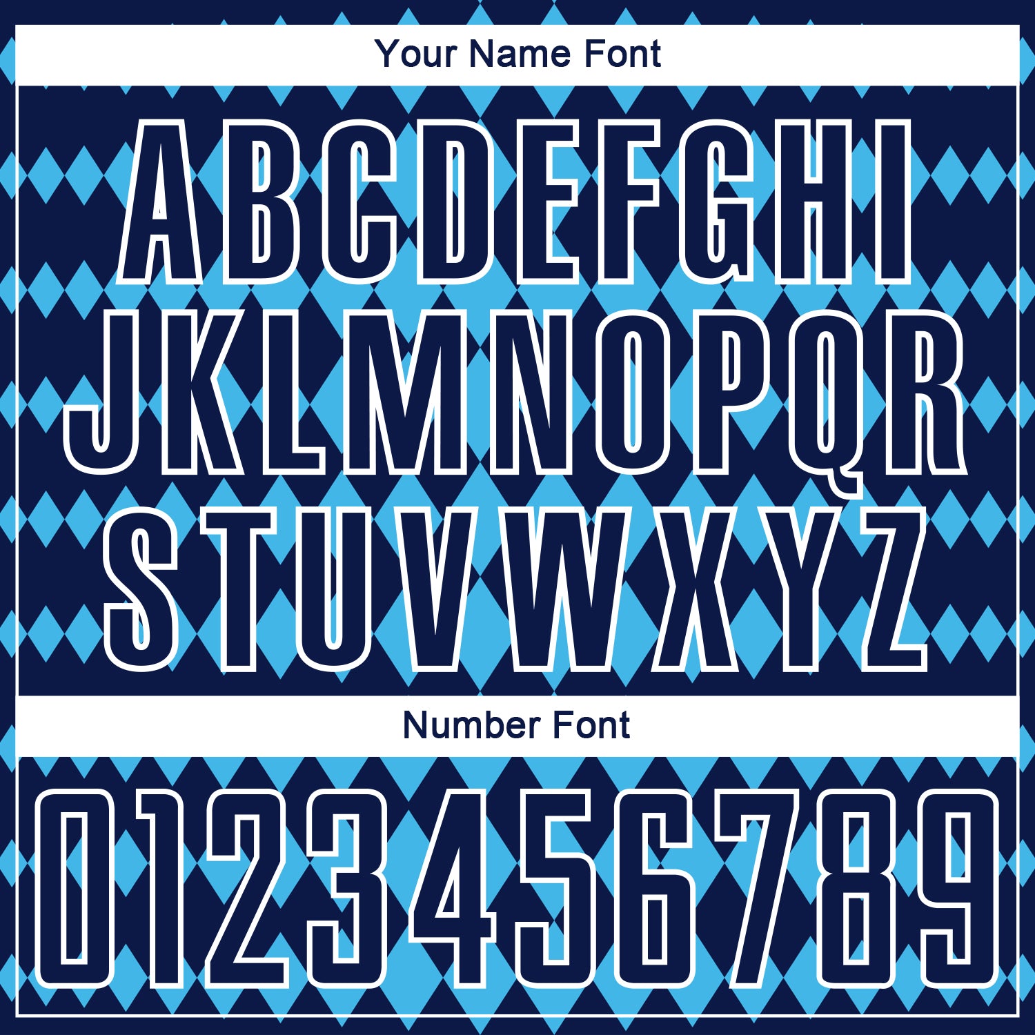 Custom Navy Sky Blue-White Diamond Harlequin Check Sports Sublimation Soccer Uniform Jersey view 6