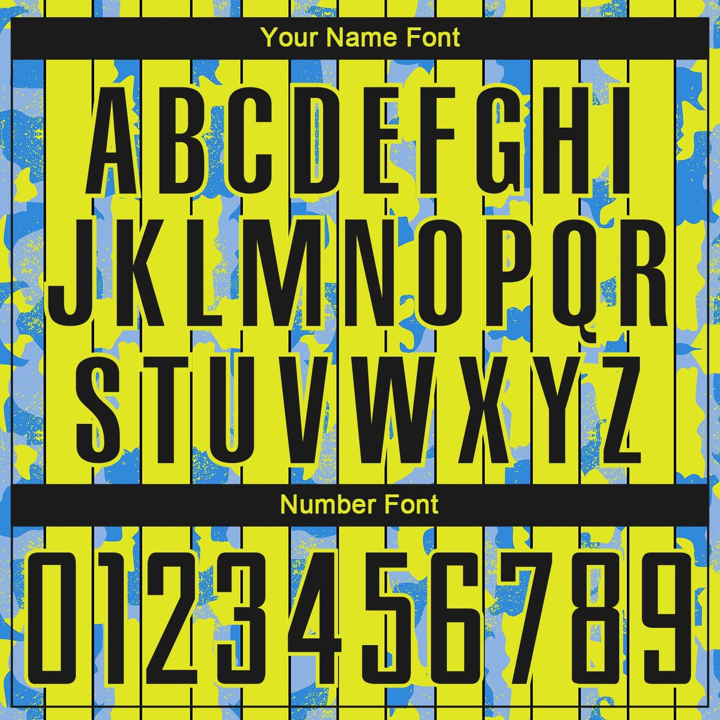 Custom Neon Yellow Black-Light Blue Camo Stripe Sports Sublimation Soccer Uniform Jersey view 6