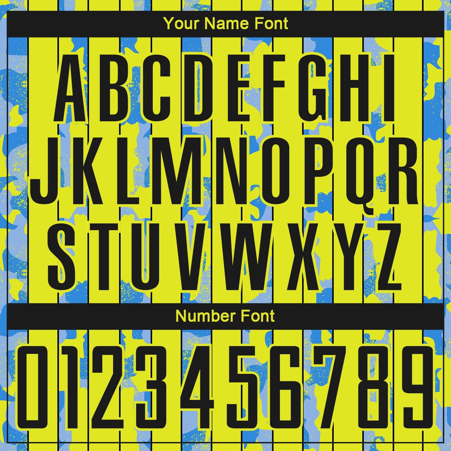 Custom Neon Yellow Black-Light Blue Camo Stripe Sports Sublimation Soccer Uniform Jersey view 6