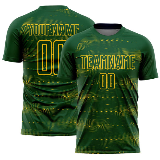 Custom Green Yellow Streamline Wave Cyberpunk Neon Tech Sports Sublimation Soccer Uniform Jersey - Main View