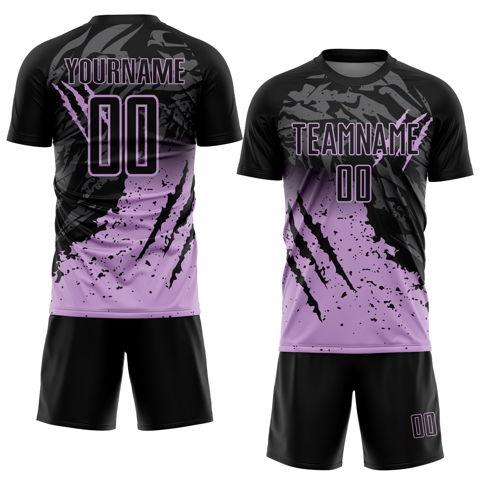 Custom Black Light Purple Gradient Claw Mark Splatter Sports Sublimation Soccer Uniform Jersey view 2