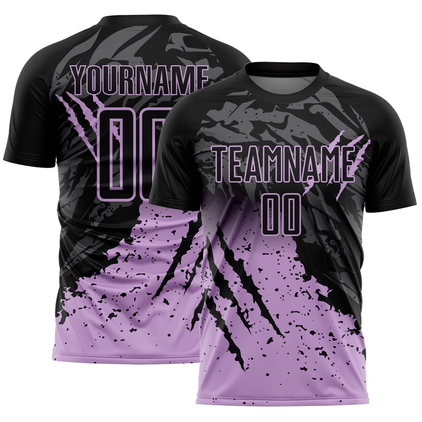 Custom Black Light Purple Gradient Claw Mark Splatter Sports Sublimation Soccer Uniform Jersey - Main View