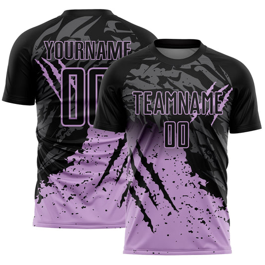 Custom Black Light Purple Gradient Claw Mark Splatter Sports Sublimation Soccer Uniform Jersey - Main View