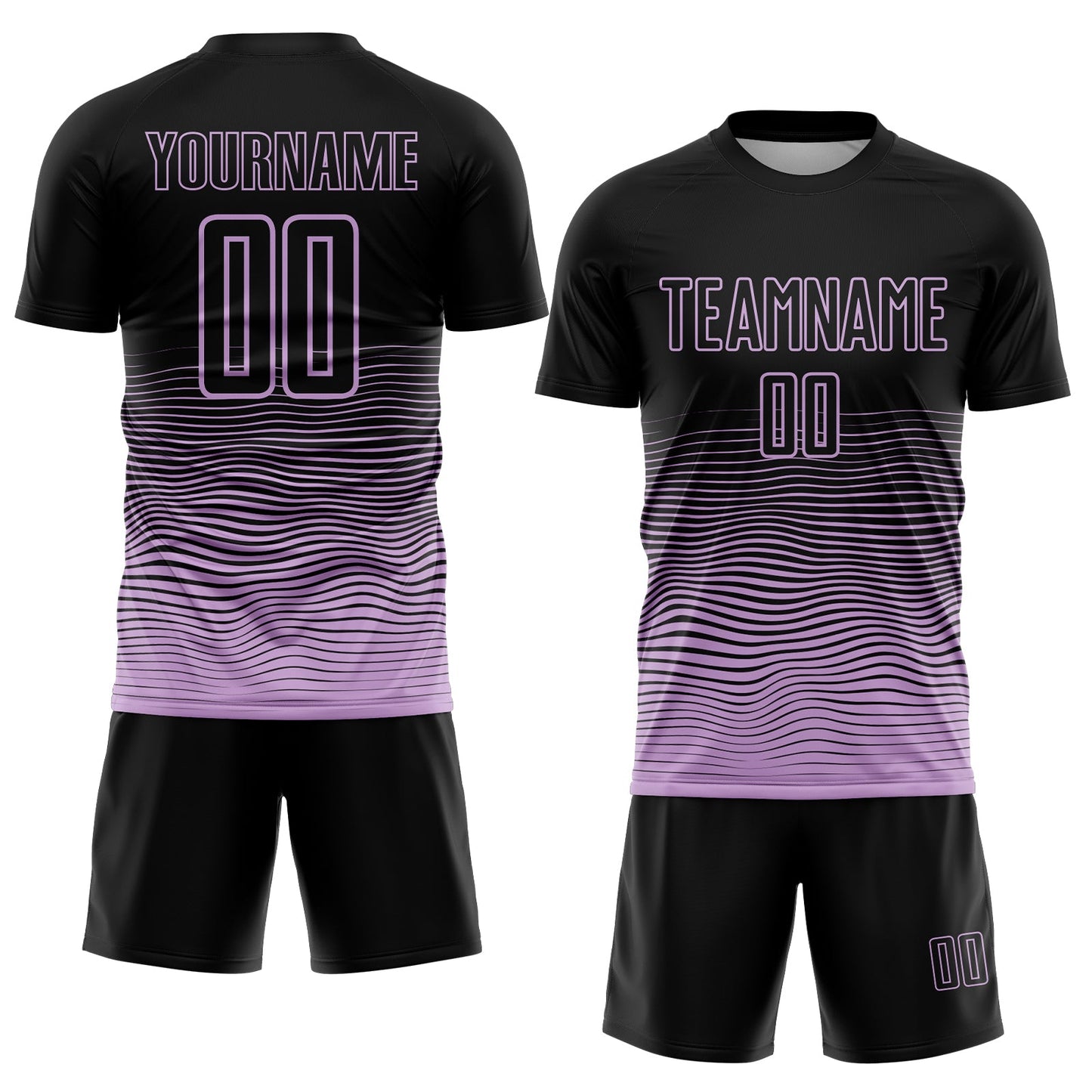 Custom Black Light Purple Gradient Wave Line Sports Sublimation Soccer Uniform Jersey view 2