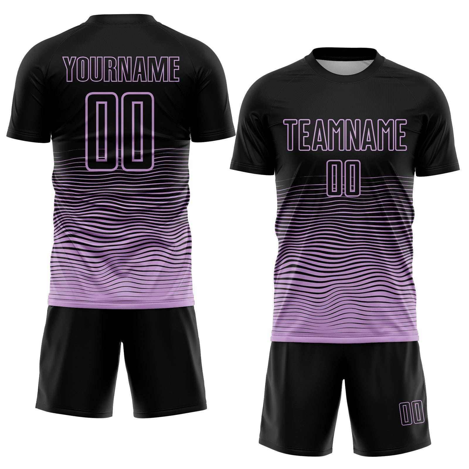 Custom Black Light Purple Gradient Wave Line Sports Sublimation Soccer Uniform Jersey view 2