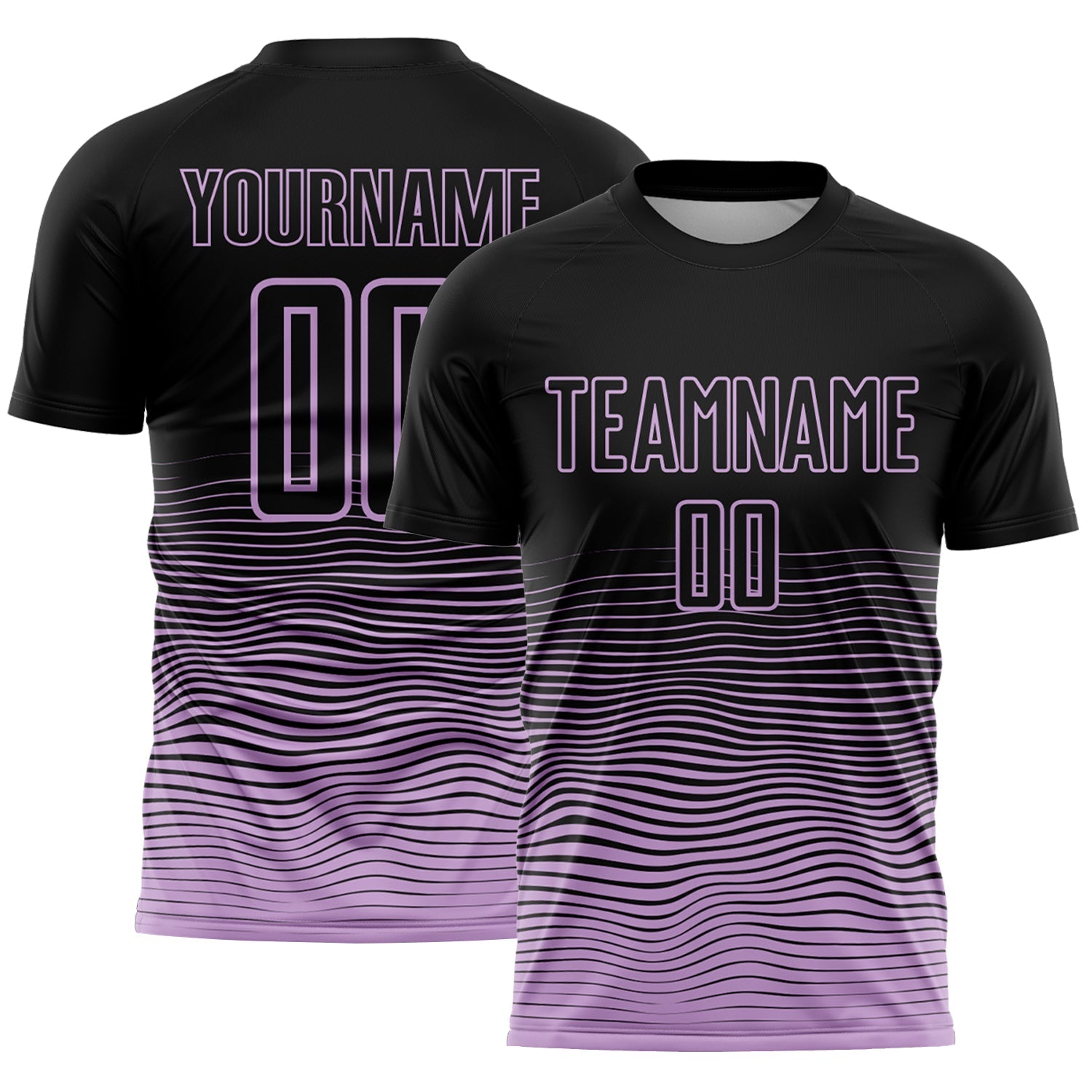 Custom Black Light Purple Gradient Wave Line Sports Sublimation Soccer Uniform Jersey - Main View