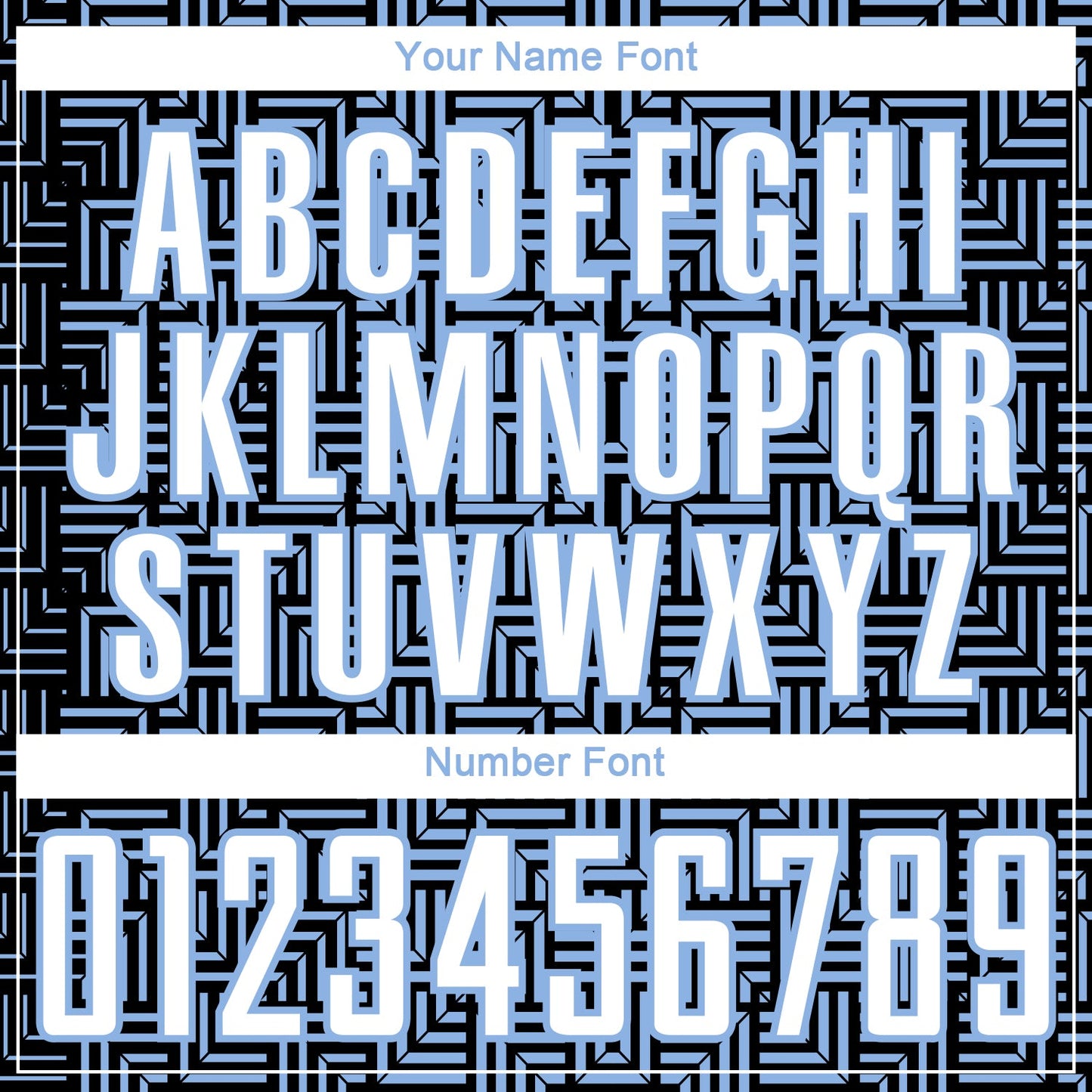 Custom Black White-Light Blue Geometric Maze Interlocking Square Sports Sublimation Soccer Uniform Jersey view 6