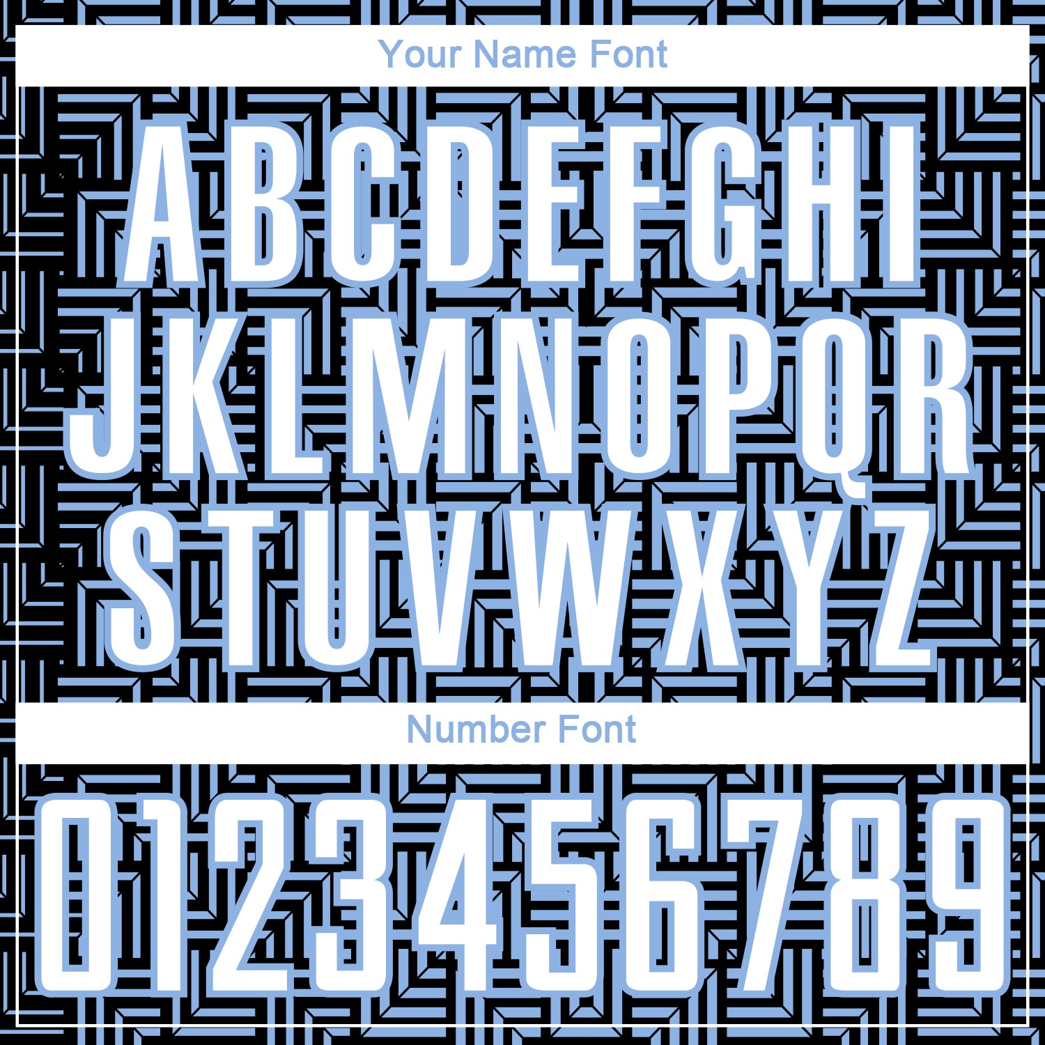 Custom Black White-Light Blue Geometric Maze Interlocking Square Sports Sublimation Soccer Uniform Jersey view 6