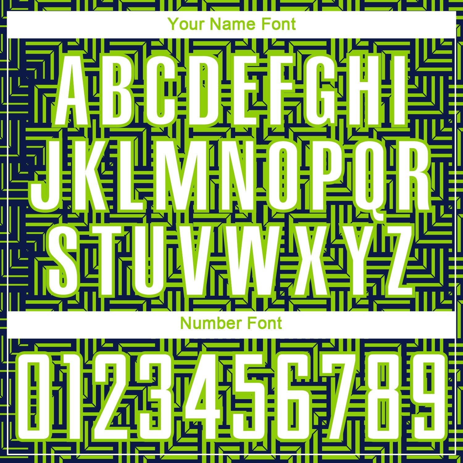 Custom Navy White-Neon Green Geometric Maze Interlocking Square Sports Sublimation Soccer Uniform Jersey view 6