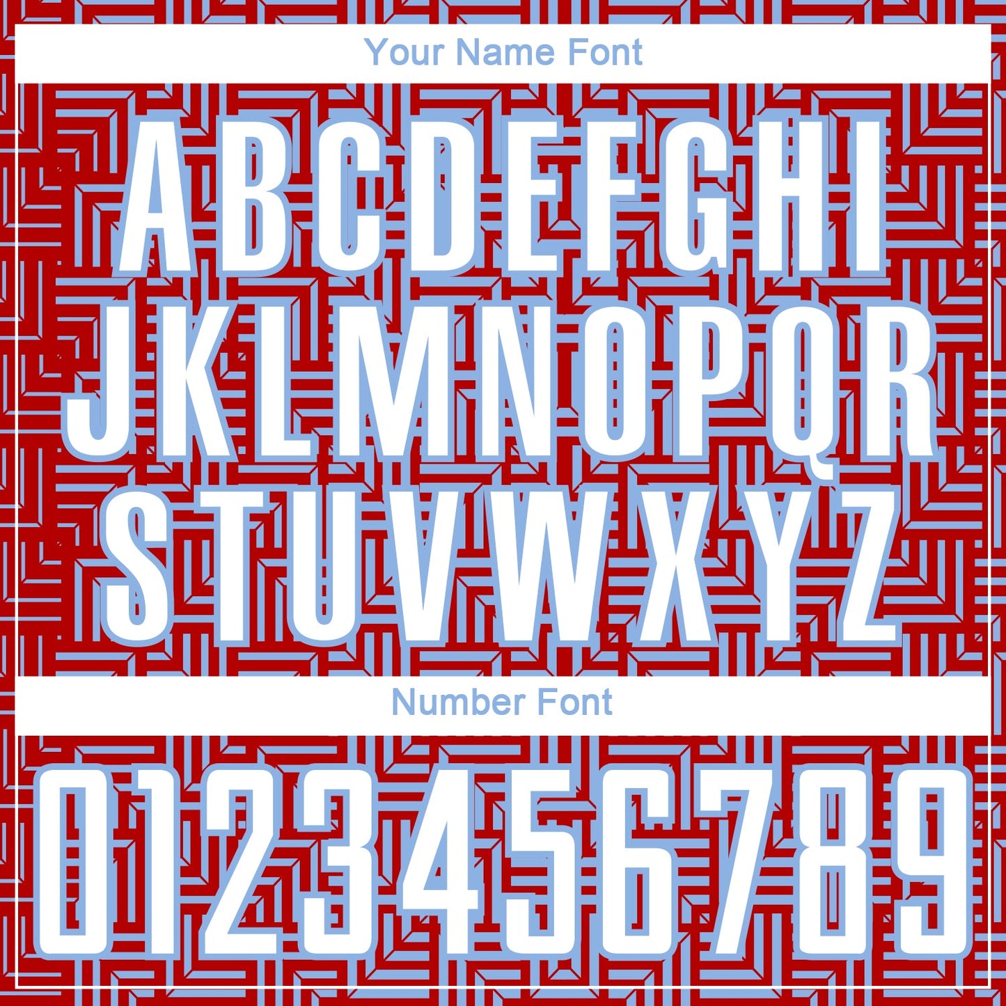 Custom Red White-Light Blue Geometric Maze Interlocking Square Sports Sublimation Soccer Uniform Jersey view 6