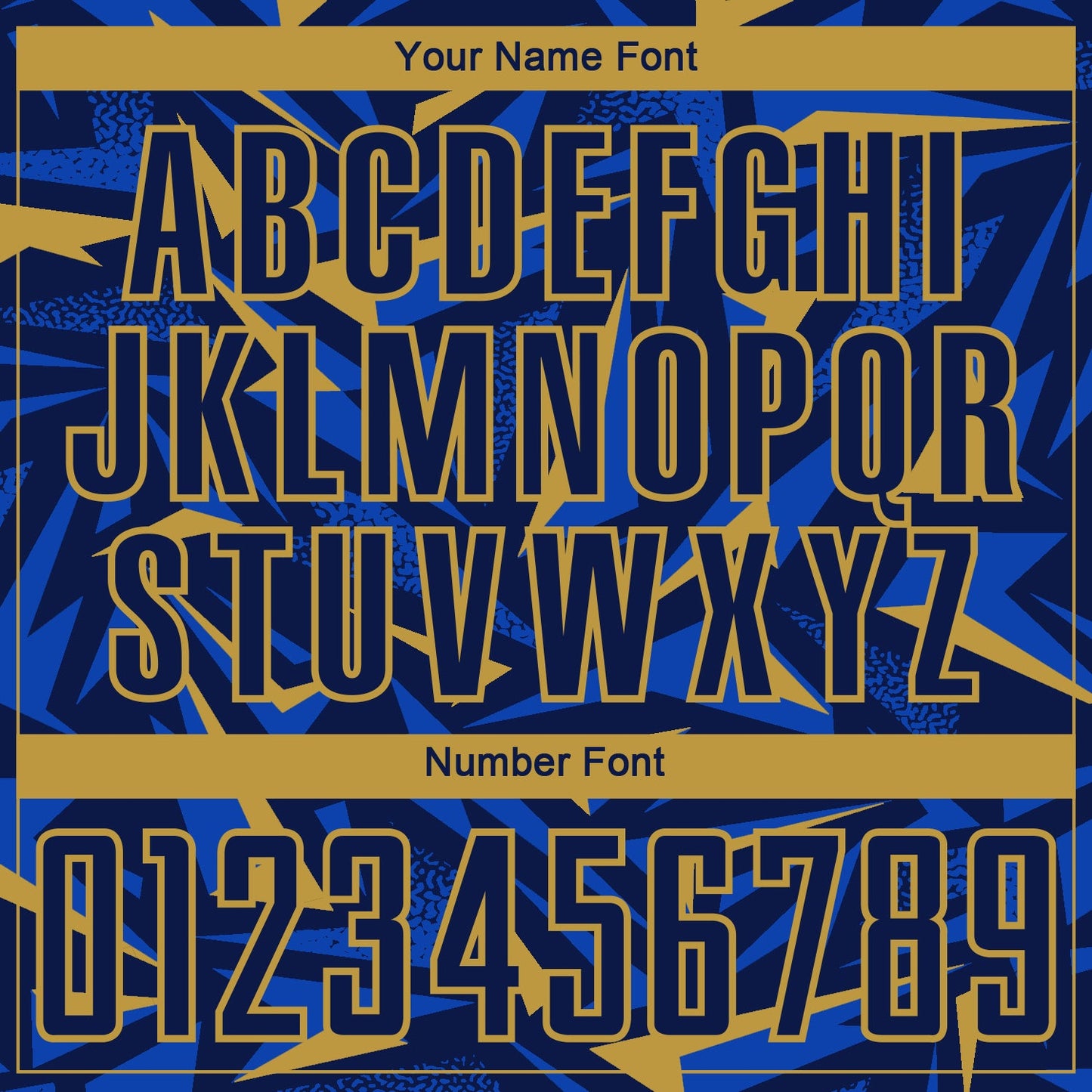 Custom Navy Old Gold-Thunder Blue Cyber Mecha E-sport Geometric Shards Spike Sublimation Soccer Uniform Jersey view 6