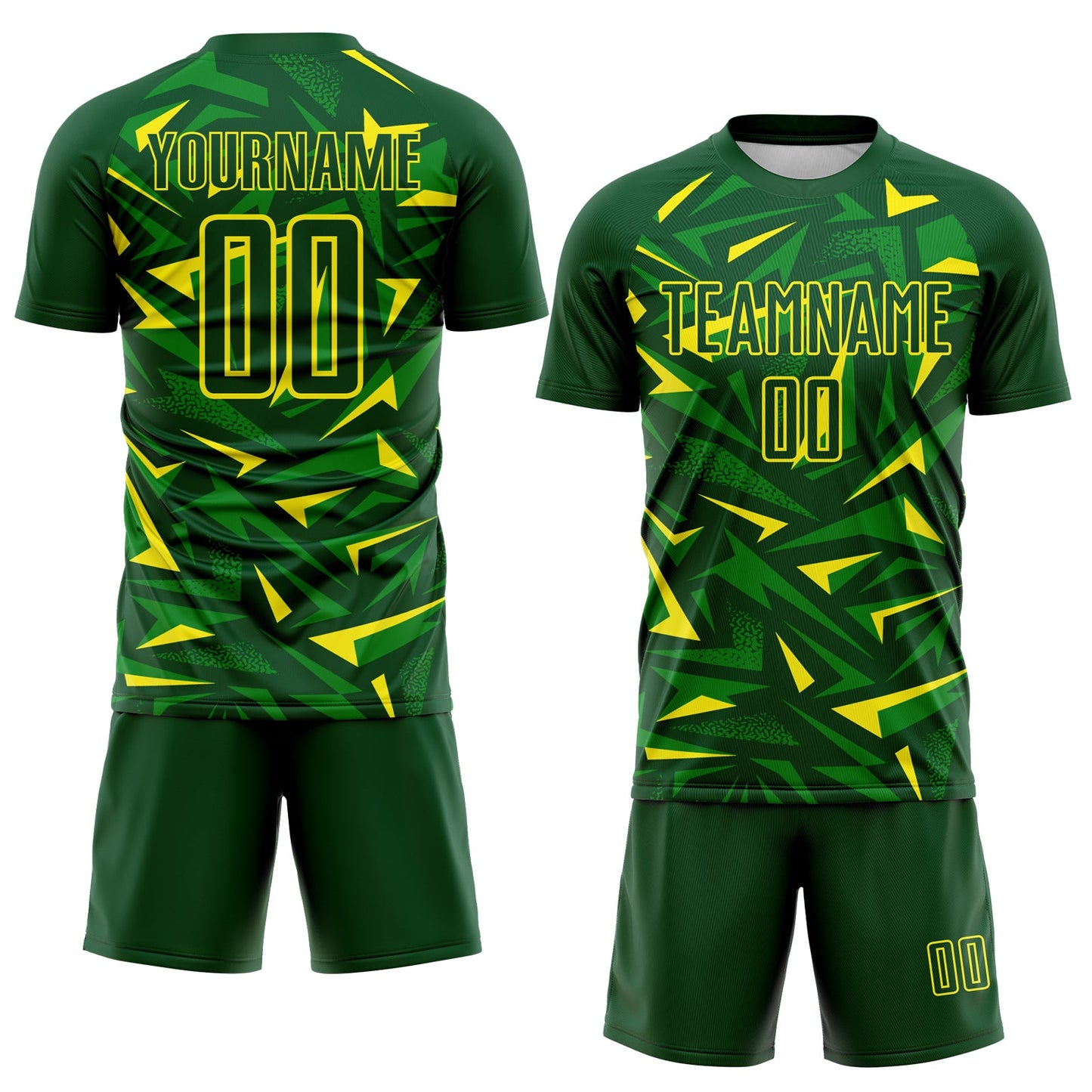 Custom Green Light Yellow-Grass Green Cyber Mecha E-sport Geometric Shards Spike Sublimation Soccer Uniform Jersey view 2