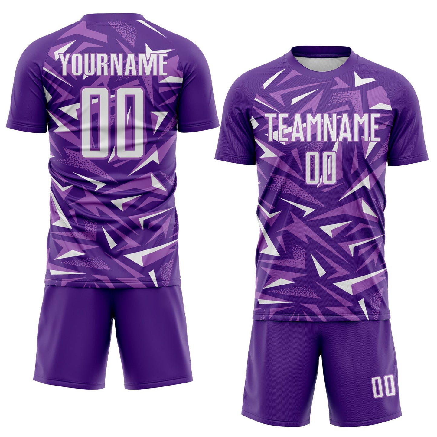 Custom Purple White-Medium Purple Cyber Mecha E-sport Geometric Shards Spike Sublimation Soccer Uniform Jersey view 2